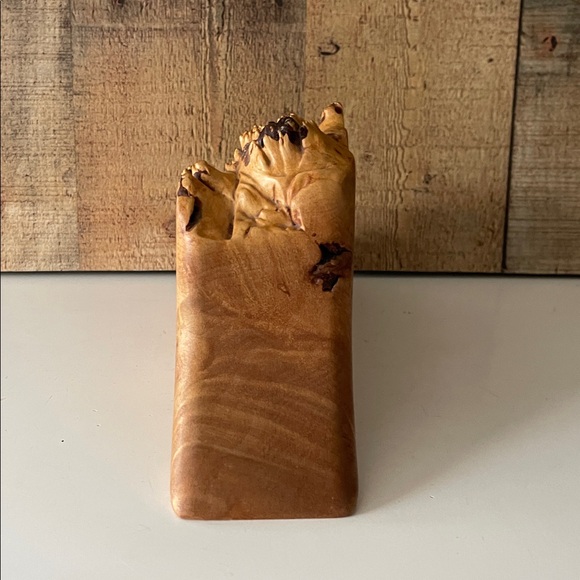 VTG Fred and Marilyn Buss live edge maple burl wood puzzle trinket box w/heart - Picture 4 of 12